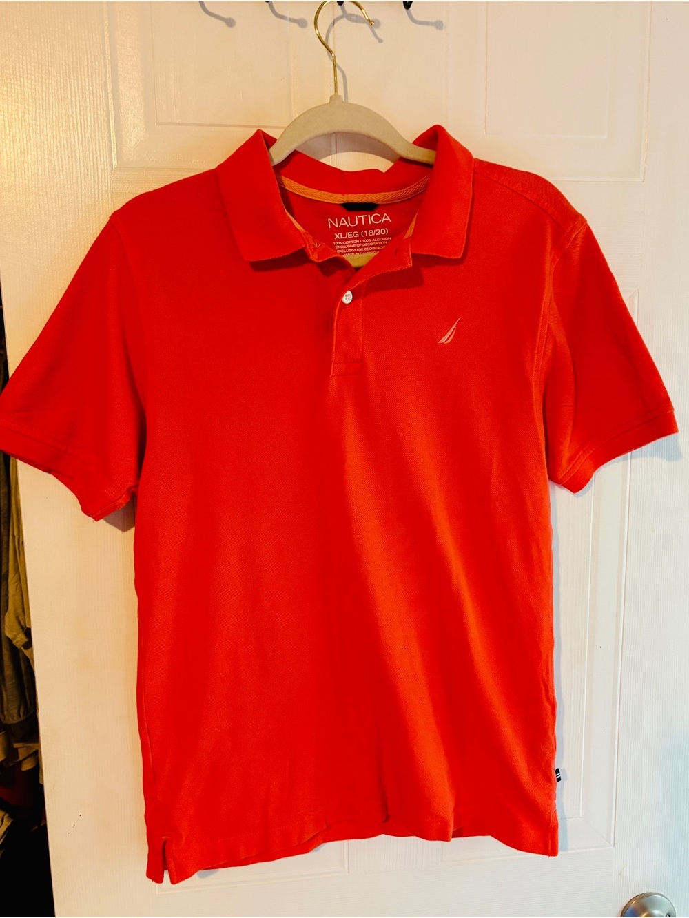 Nautica Boys XL 18/20 Orange Polo Shirt Coastal Summer Vacation